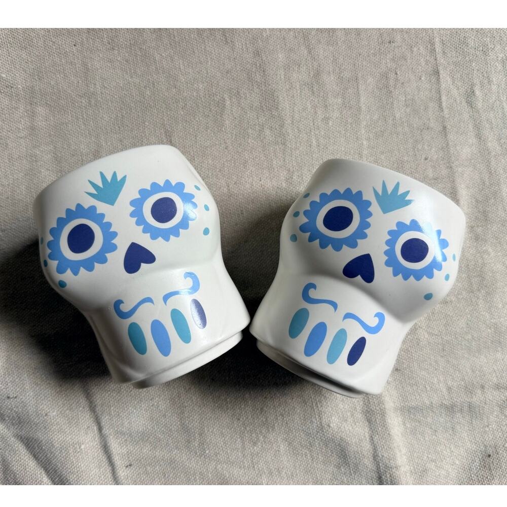 Don Julio Tequila Skull Mug Day of the Dead by Claudio Limon Lot of 2 Gently Use